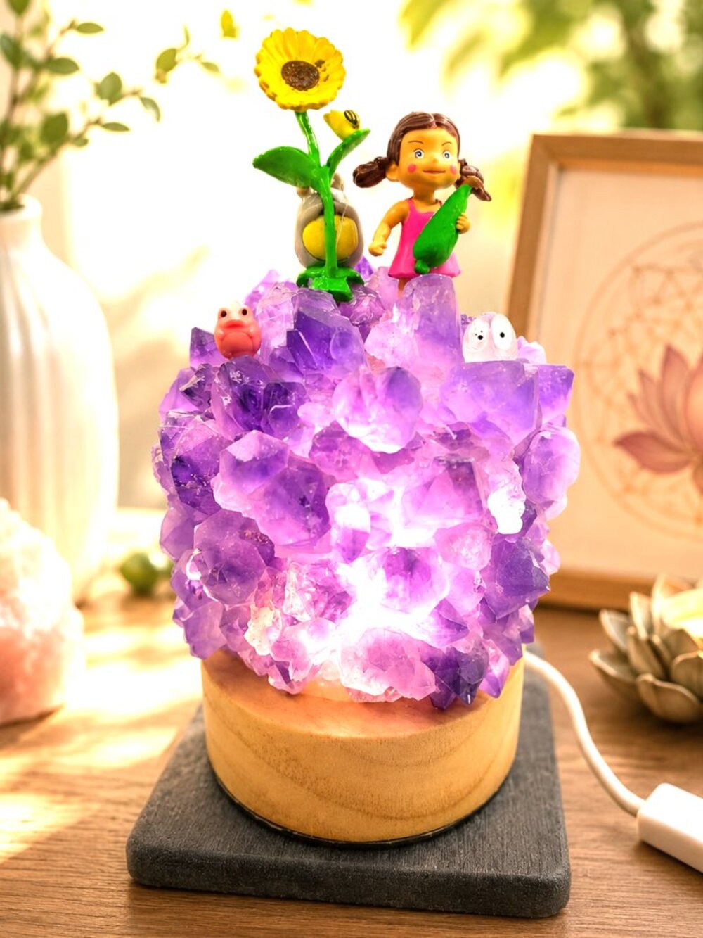 Nature Amethyst Points Totoro Decors Light